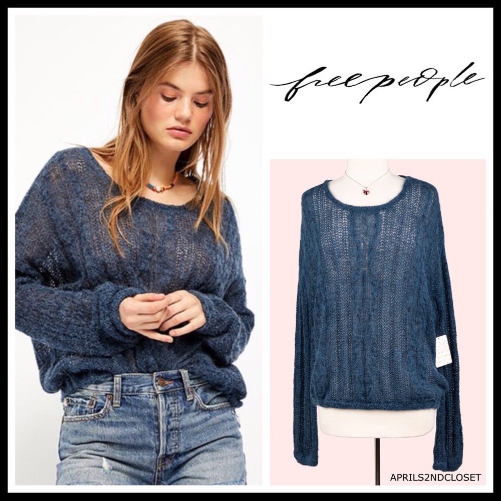 FREE PEOPLE BOHO PULLOVER KNIT TUNIC SWEATER A3C - Picture 1 of 16